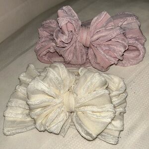 Elegant Bow Headbands in Pink and Cream